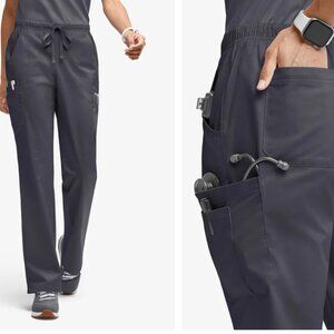 Butter-Soft STRETCH Women’s 10-Pocket Mid Rise Straight Leg Scrub Pant - Petite